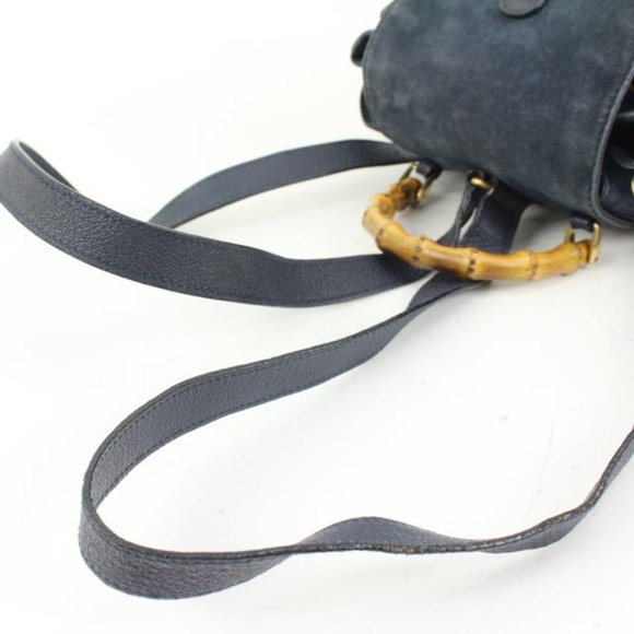 Gucci Navy Suede Bamboo Mini Backpack 56gz421s - Picture 6 of 12